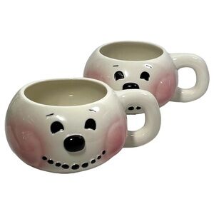 Vintage Snowman Face Mug Coffee Cocoa Cups Stacking Set‎ of 2 Figis Inc 2000